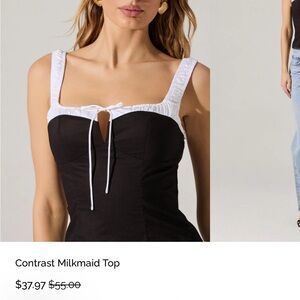 ASTR Black and White Milkmaid Blouse